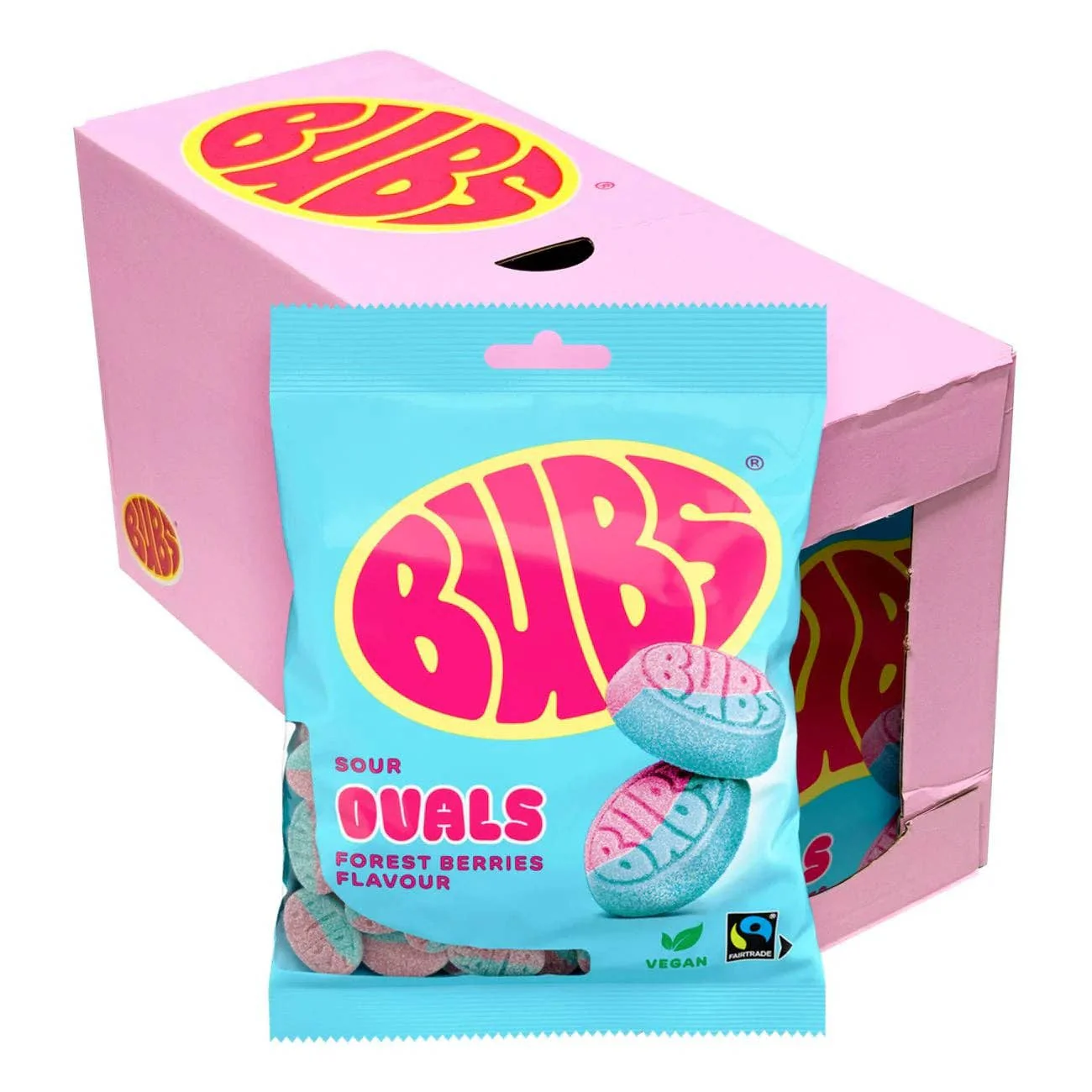 Bubs Swedish Candy - Sour Forrest Berries Raspberry / Blueberry - 12 Pack Case