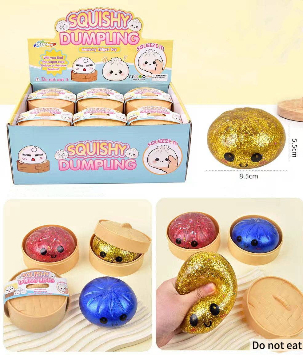 Cartoon Jumbo Mystery Squishy Dumpling Realistic Steamed Bun Stress Relief Squeeze Toy: Gold sparkling / 1 pc (ship randomly)