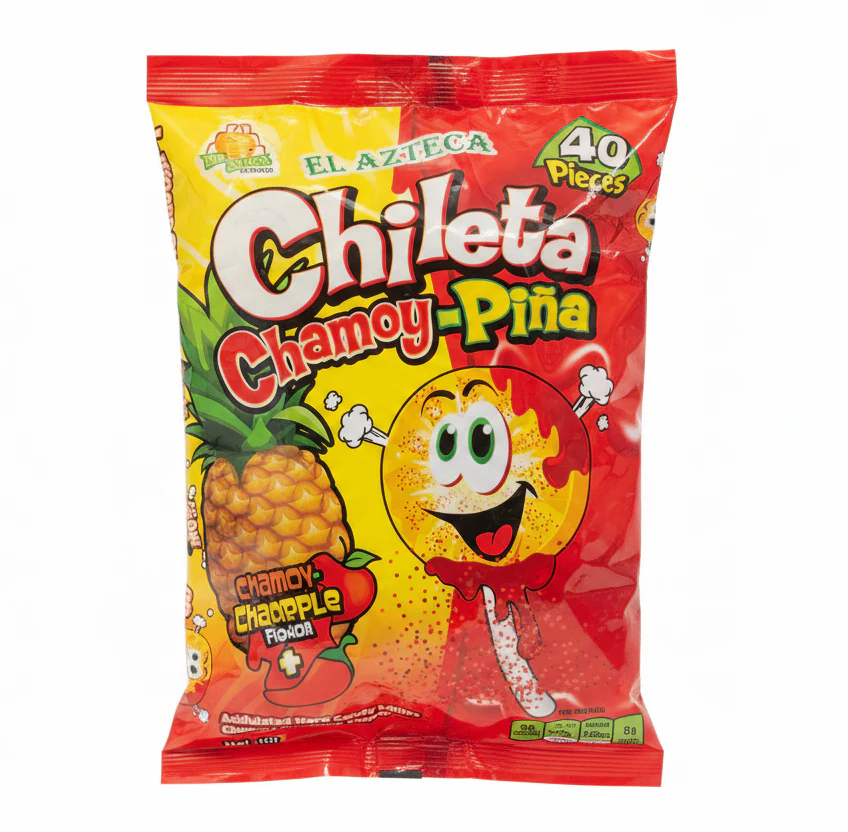 El Azteca Chileta Chamoy mango Lollipop Hard Candy