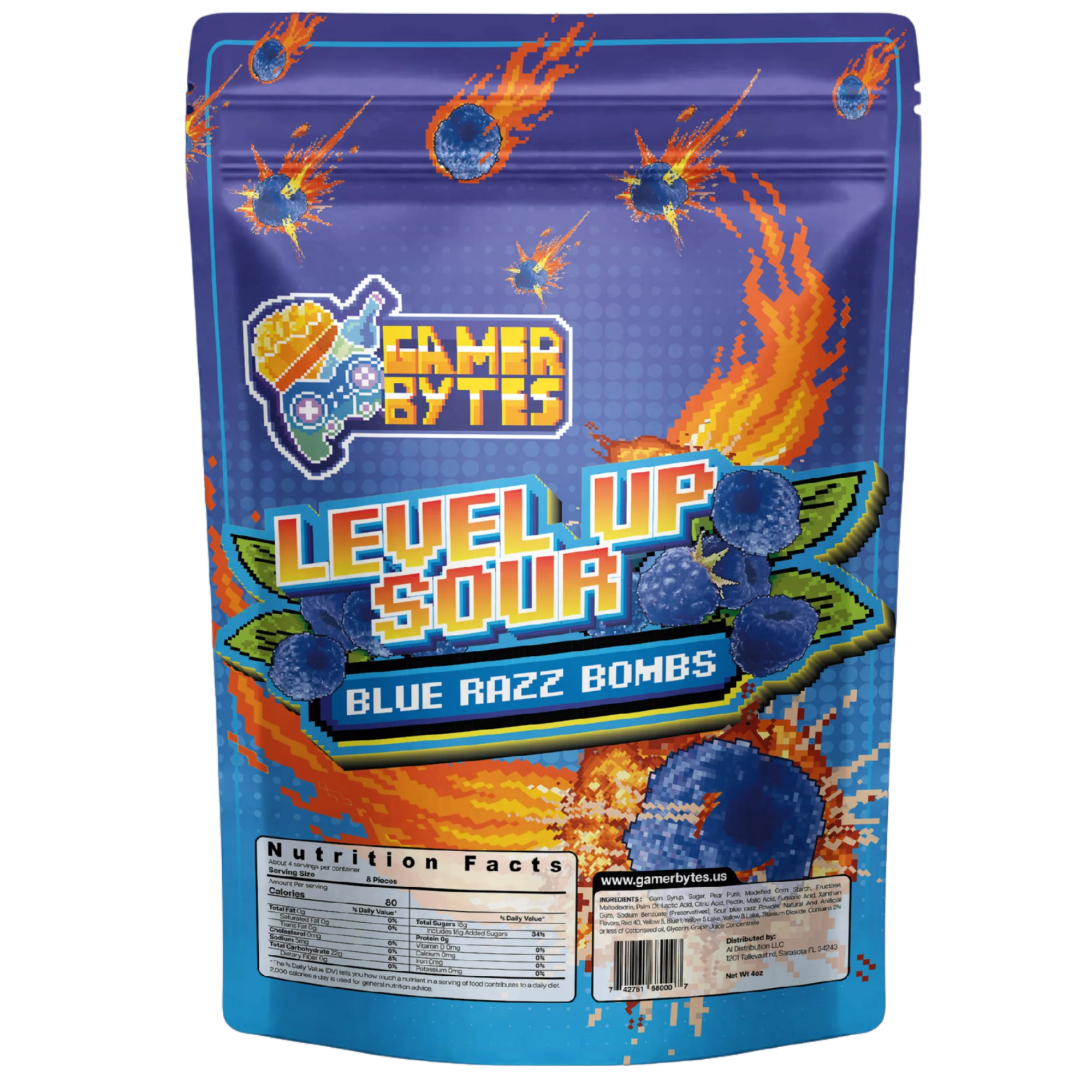 Gamer Bytes Blue Razz Super Sour Candy (6oz) (24-Pack) - Image 3