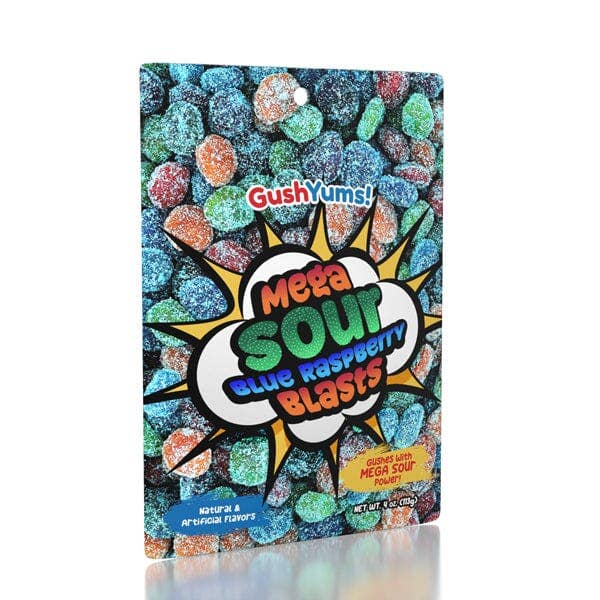 GushYums Mega Sour Blue Raspberry Blasts