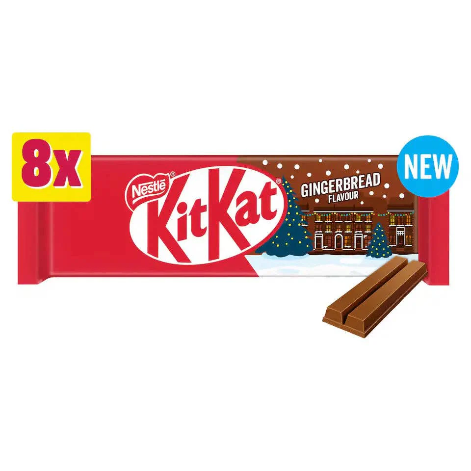 Kit Kat 2 Finger Gingerbread Chocolate Bar  UK Multipack, 8 Pack 20.7g CASE  20 count