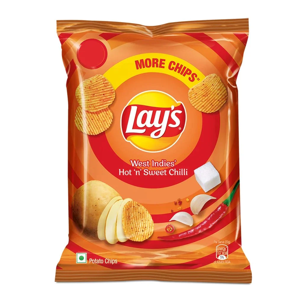 Lays West Indies Hot & Sweet chili 28g - India (Case of 12)