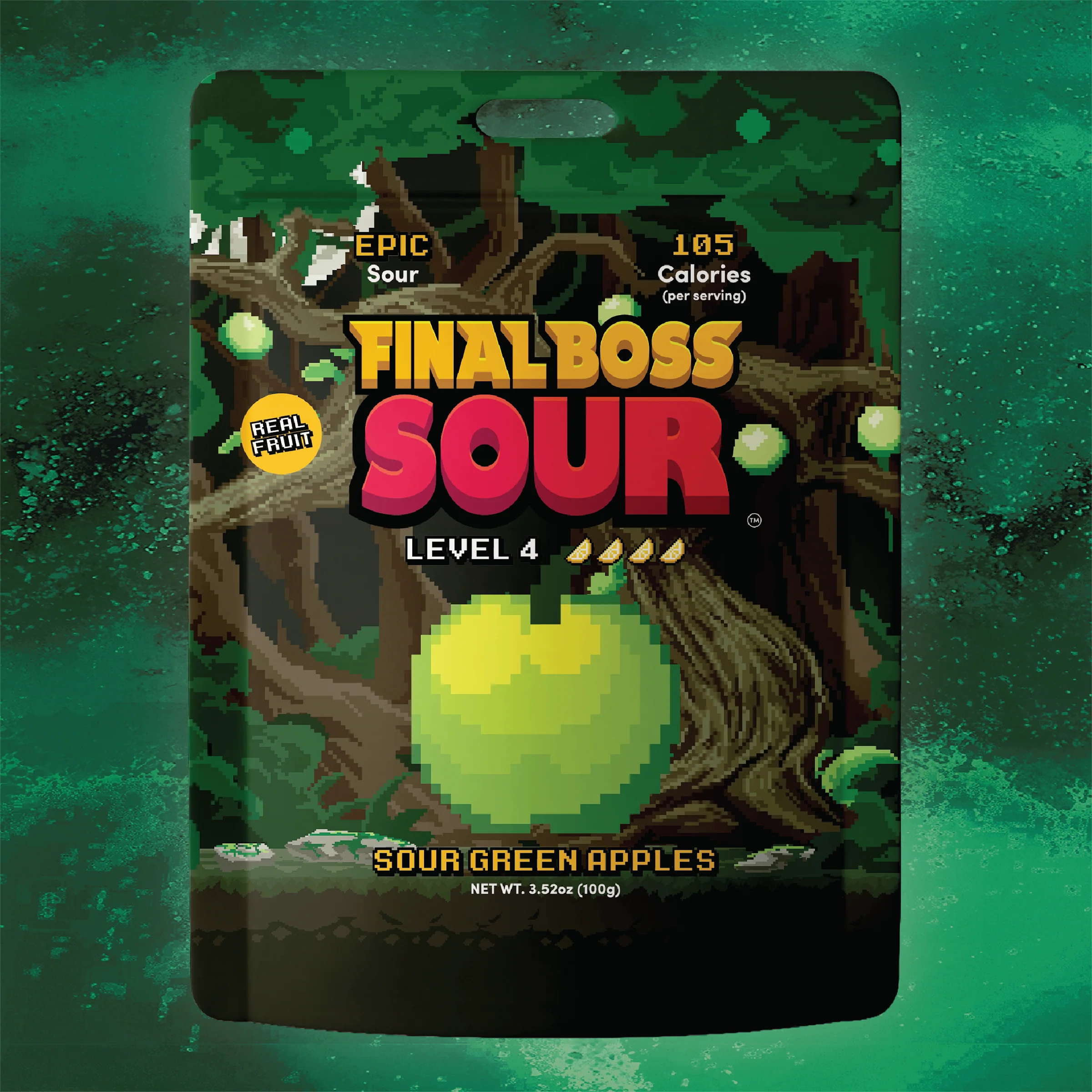 Final Boss Level 4 Sour Green Apple - Real Dried Fruit Candy