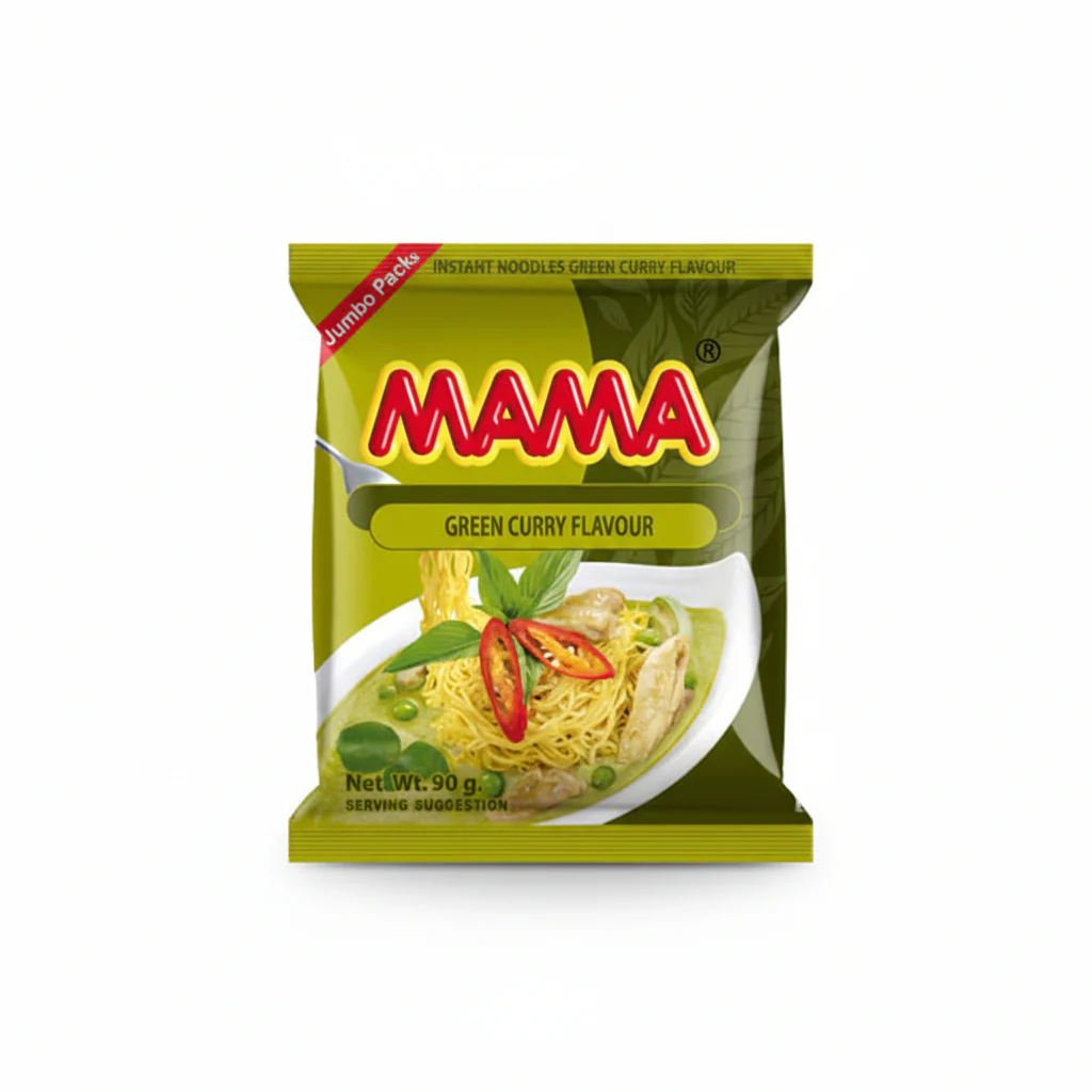 MAMA - Oriental Style Instant Noodles - Green Curry Flavor- 3.17 Oz - Thailand
