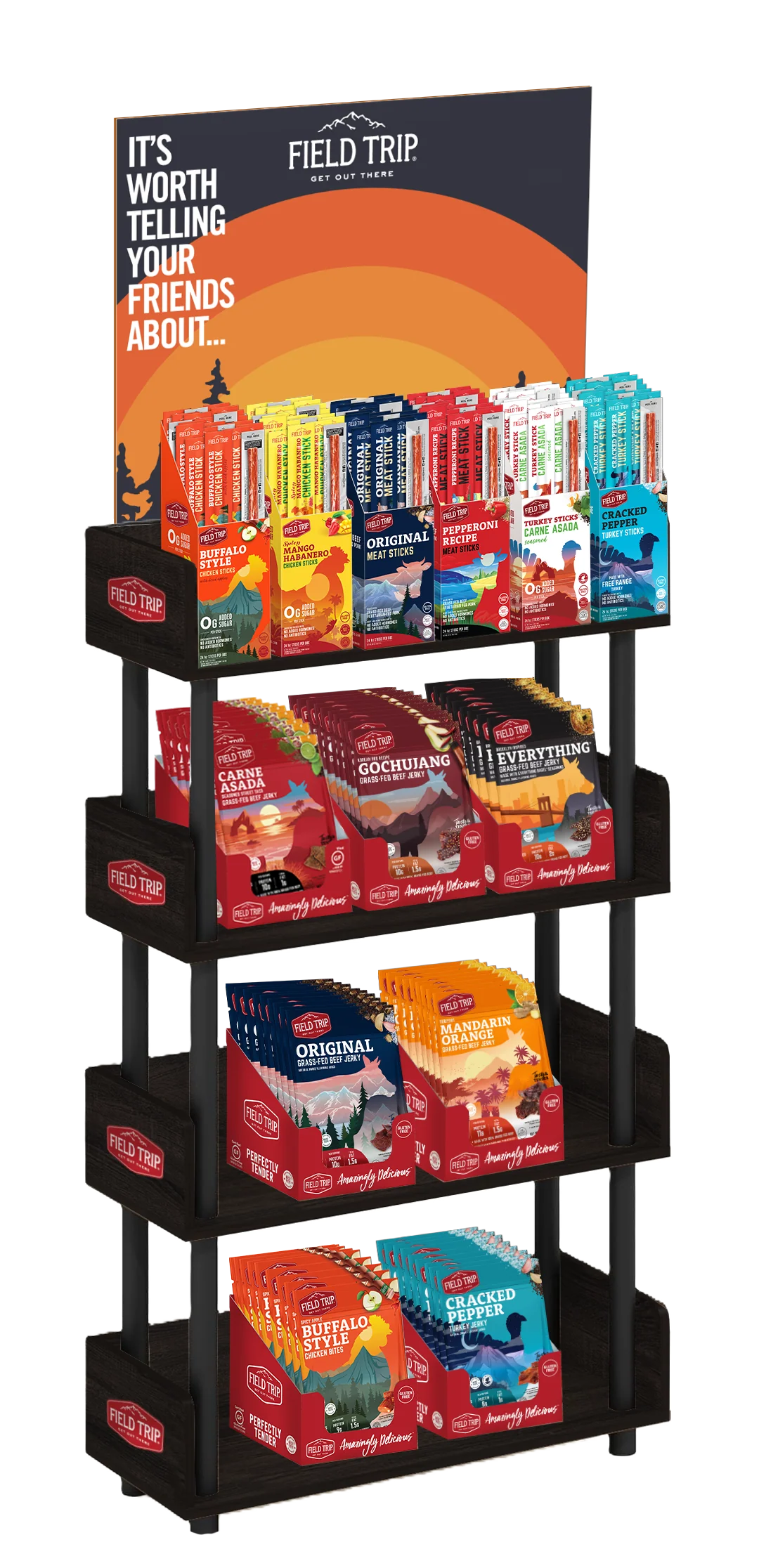 Meat Snacks Wooden Display (Jerky Bags & Meat Sticks)