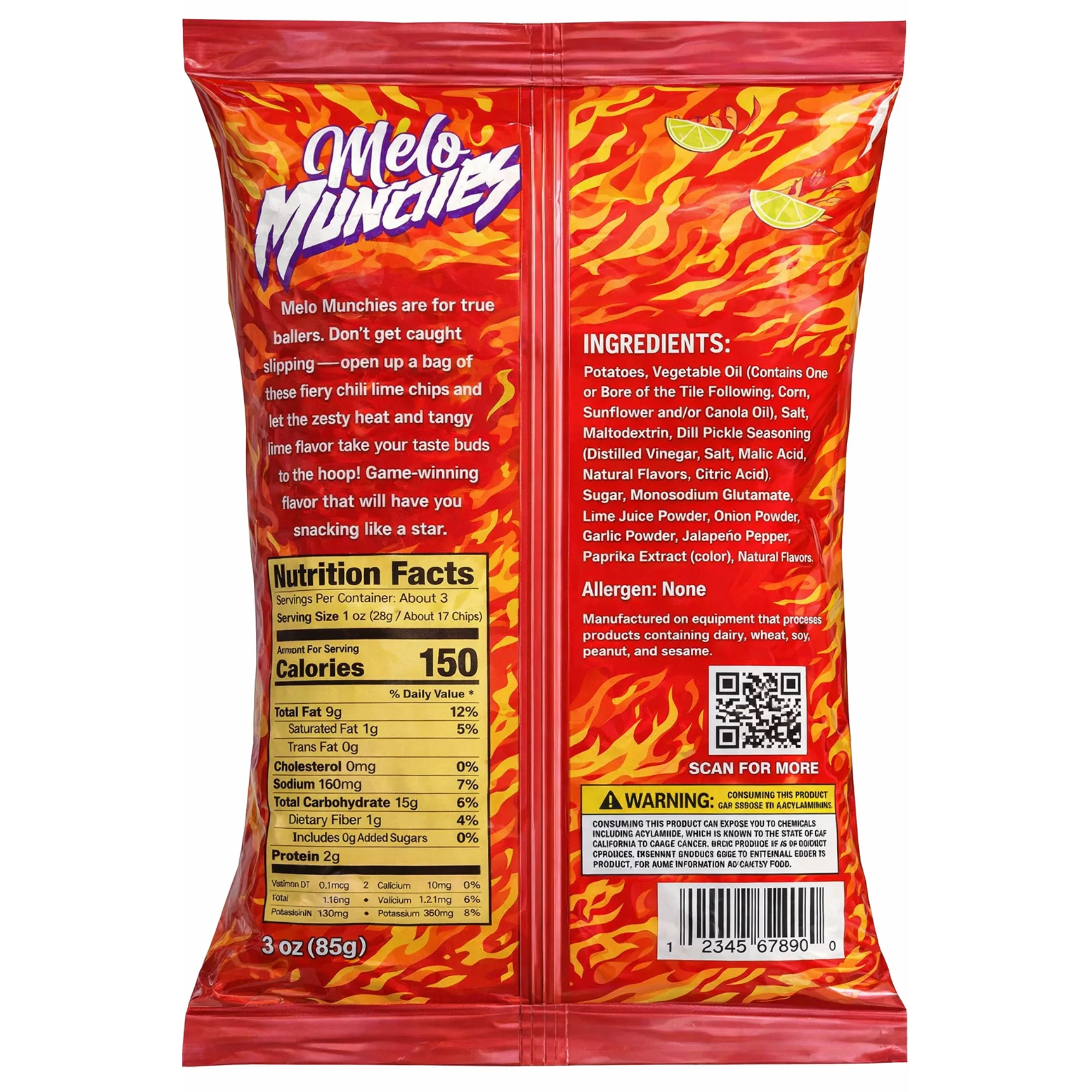 Melo Munchies Chili Lime Potato Chips (3oz) (24-Pack) - Image 2