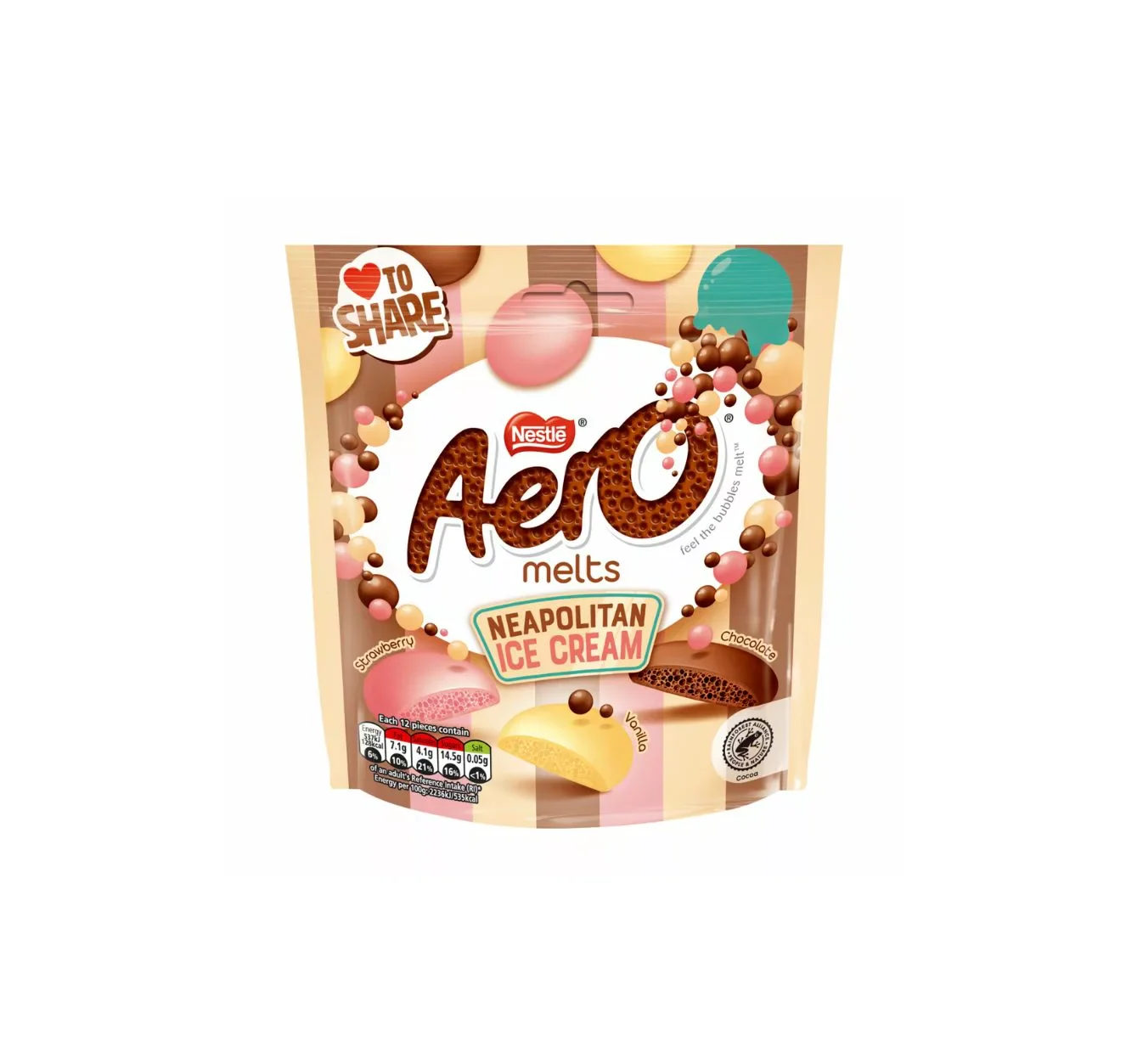 Nestle Aero Melts Neapolitan Ice Cream 86g - UK (Case of 12)