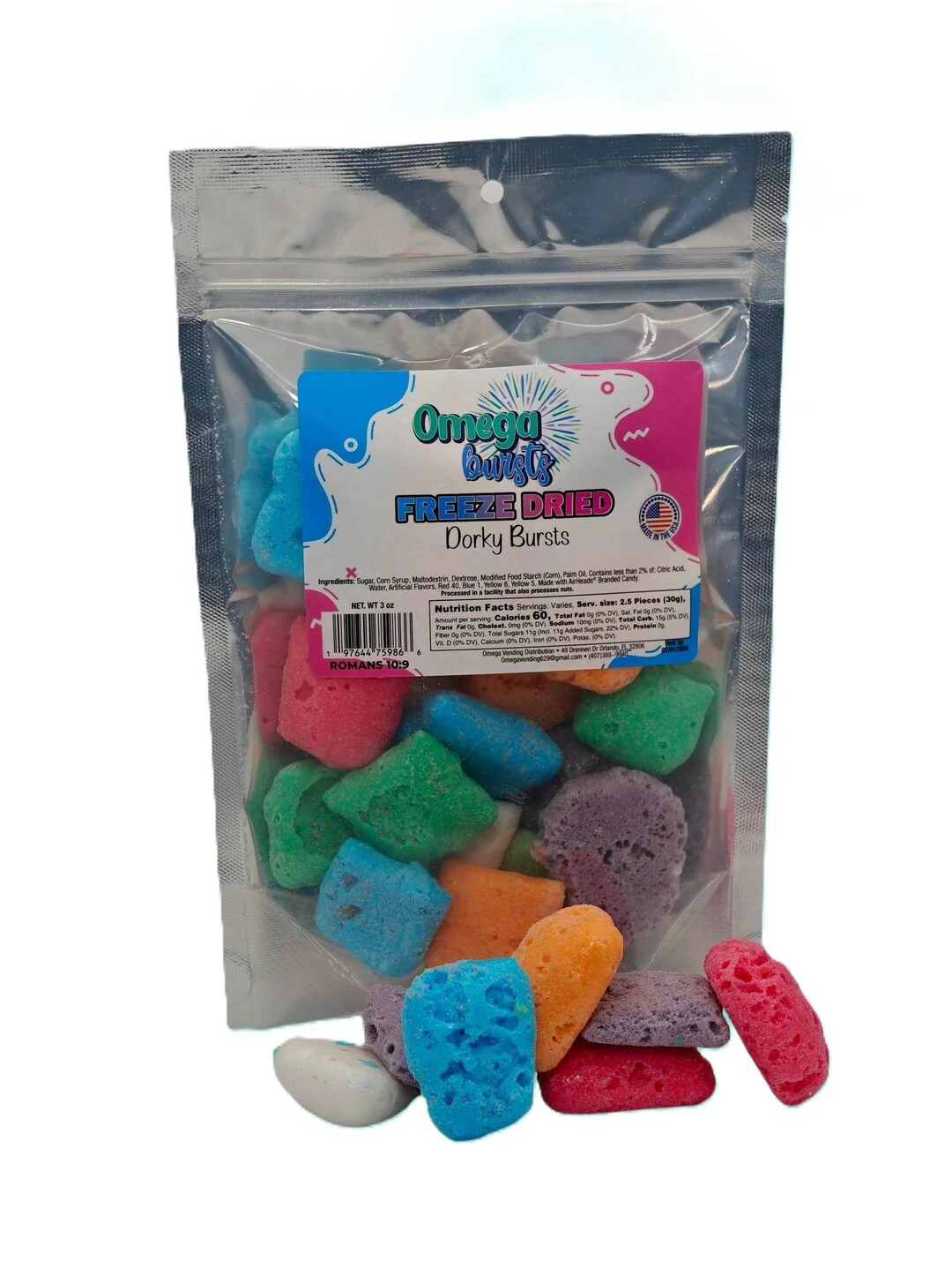 Omega Bursts Freeze Dried Dorky Bursts Candy - 3oz