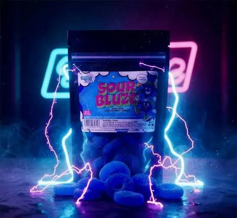 Omega Bursts Sour Bluze Super Sour Gummies