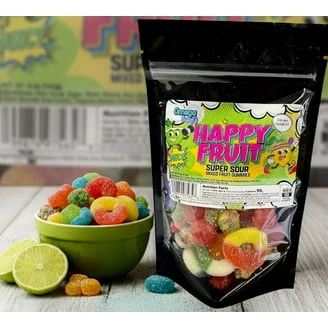 Omega Burts Happy Fruit Super Sour Mixed Fruit Gummies