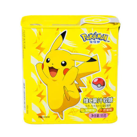 Pokemon Pikachu Vitamin C Fruit Gummy Candy Tin - Lemon & Mango Flavor