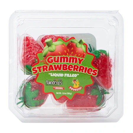 Raindrops Gummy Starwberries Liquid Filled Candy