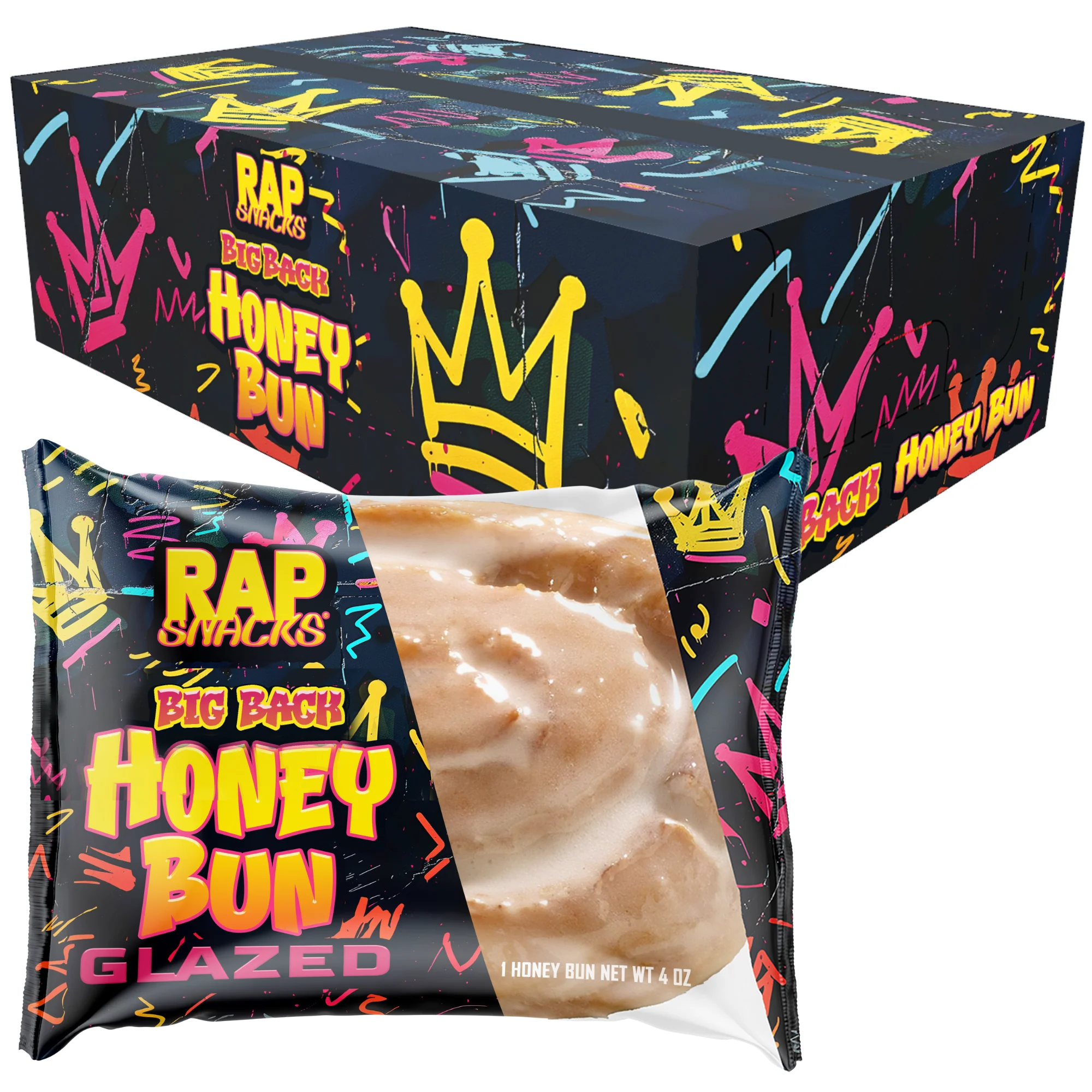 Rap Snacks Big Back Glazed Honey Buns (4oz) (12-Pack)