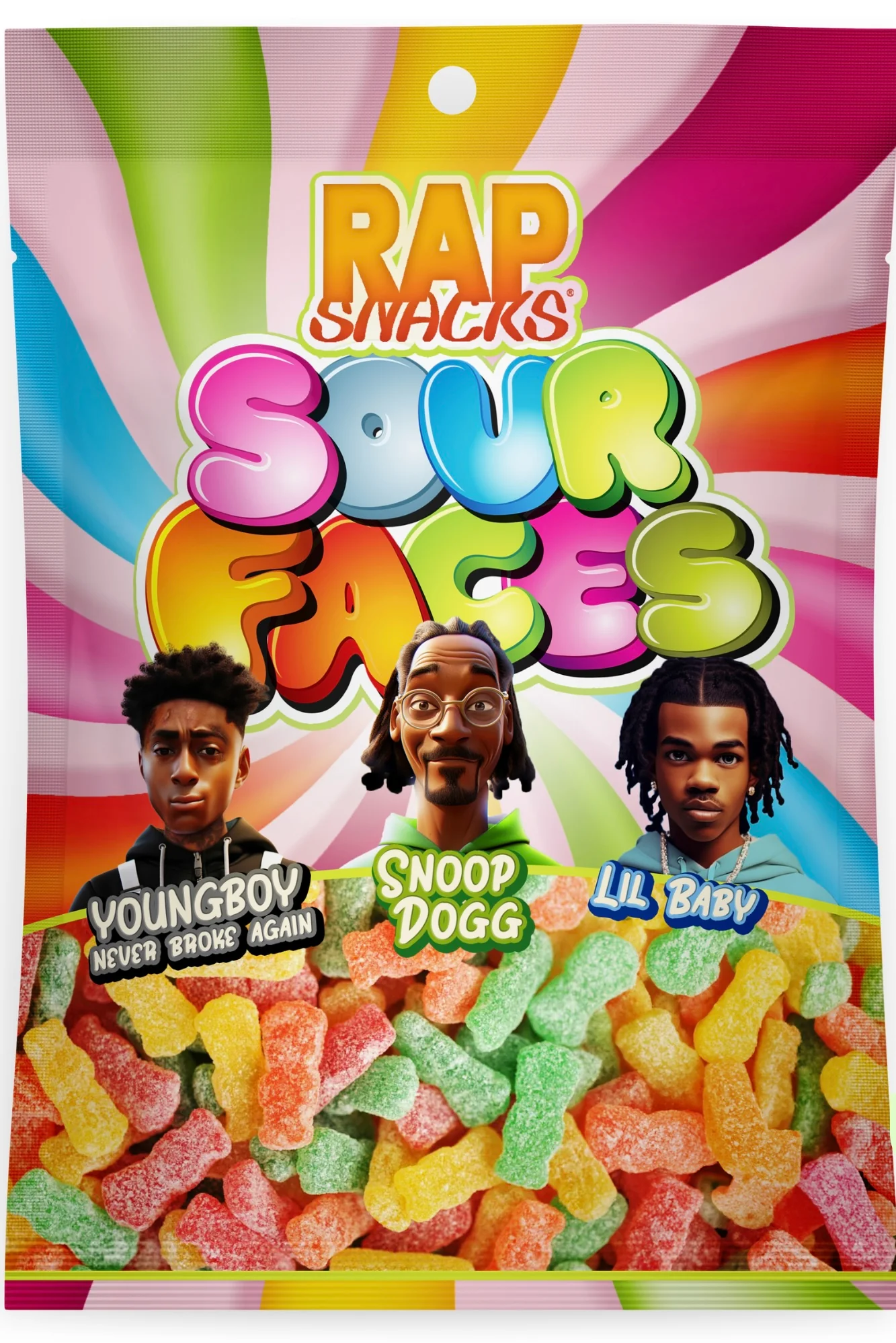 Rap Snacks Sour Faces Gummy Candy