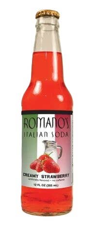 Romano's Italian Soda - Creamy Strawberry, 12ct Glass Bottle