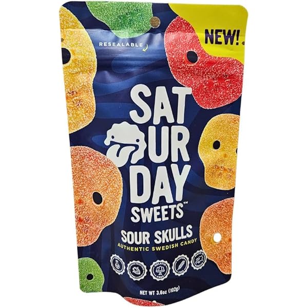 Saturday Sweets Sour Skulls Swedish Candy - 102g