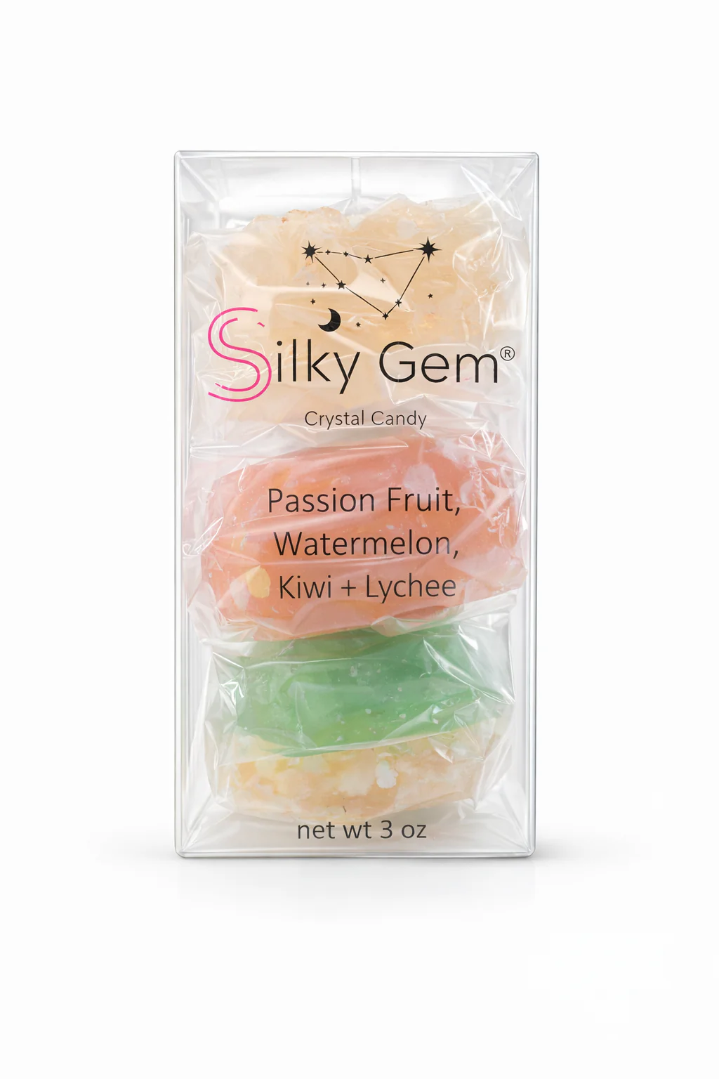 Silky Gem Crystal Candy – Passion Fruit, Watermelon, Kiwi + Lychee