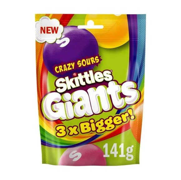 Skittles Giants Crazy Sours 141g - UK (Case of 12)
