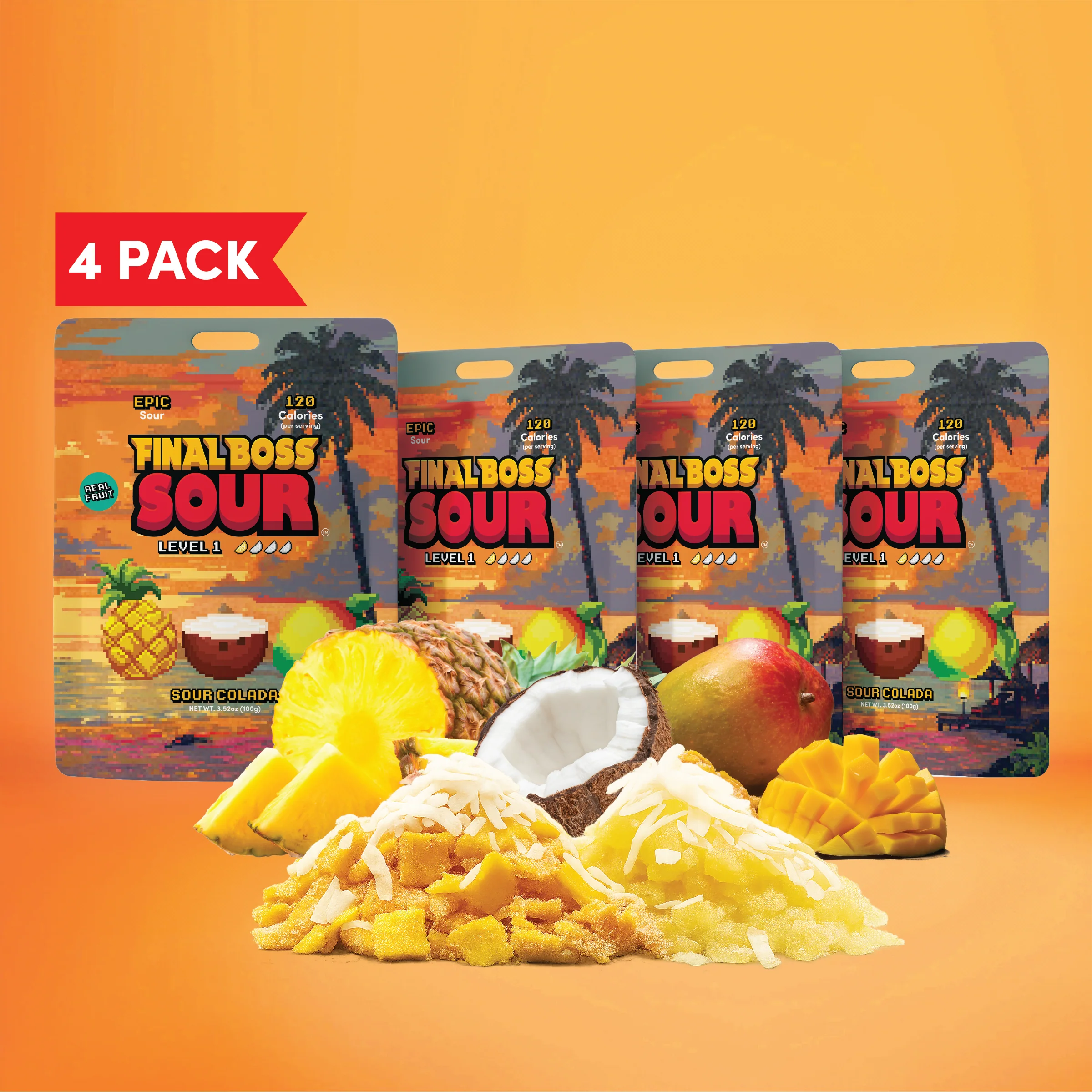 Sour Pina Colada (Mango + Pineapple + Coconut) (4-Pack) - Image 4