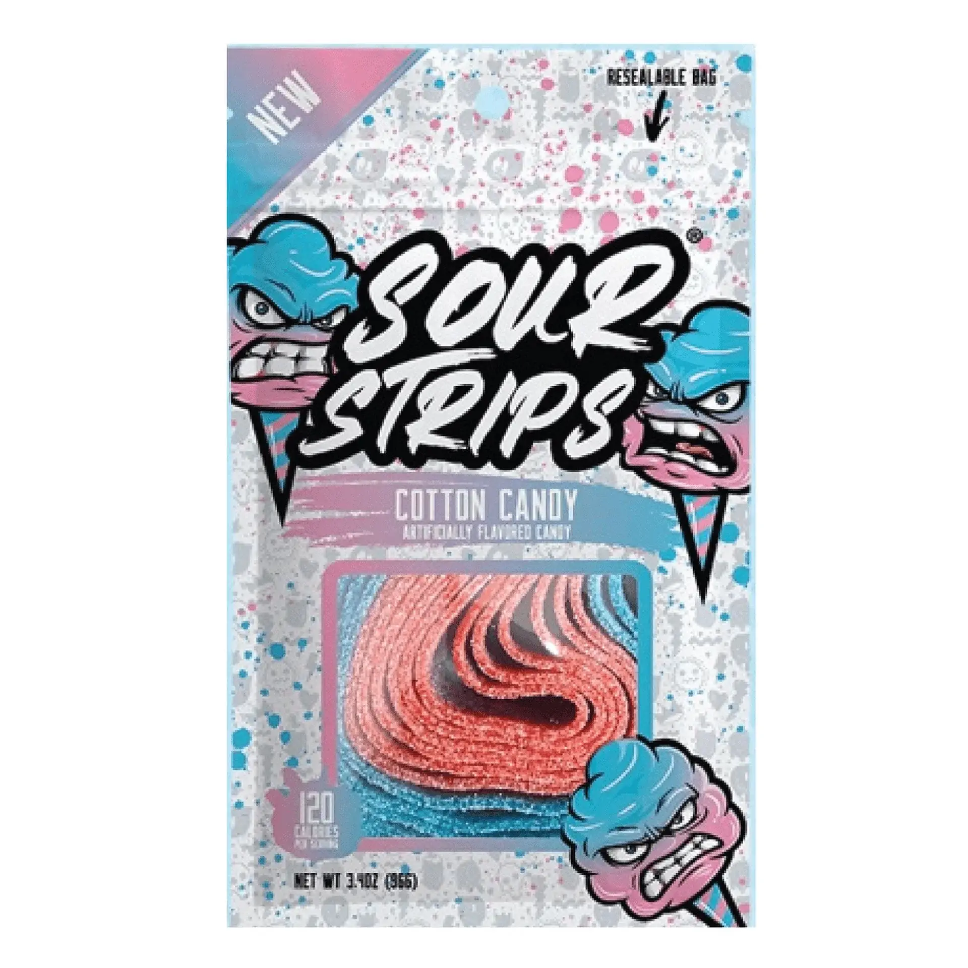 SOUR STRIPS COTTON CANDY FLAVORED PEG BAG