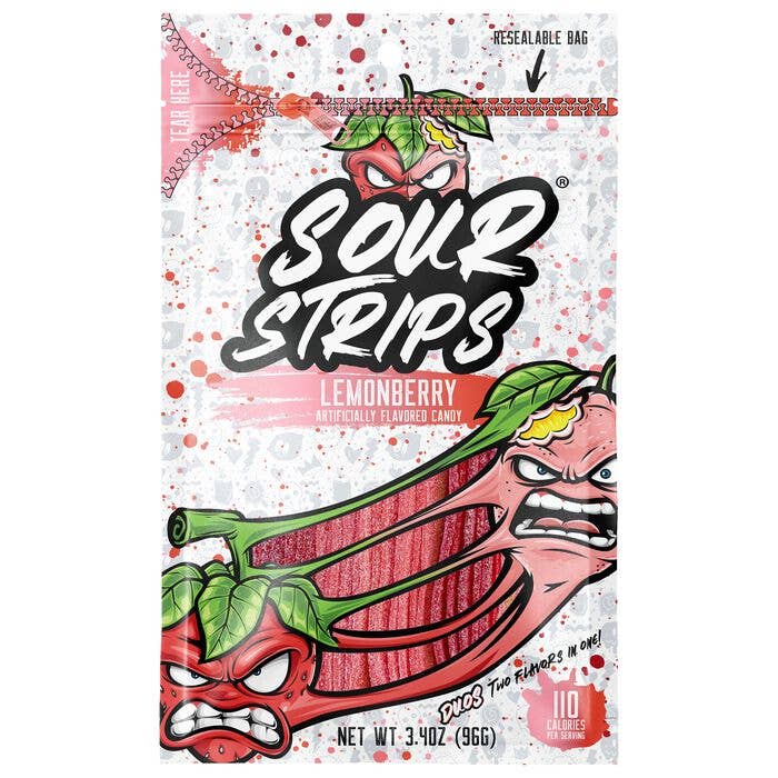 Sour Strips Duos Lemonberry 3.4oz Peg Bag, 12ct