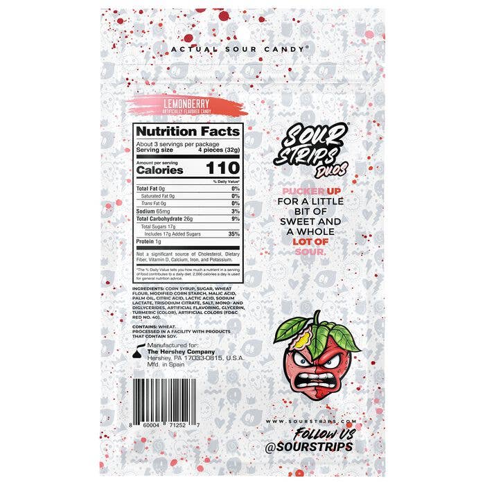 Sour Strips Duos Lemonberry 3.4oz Peg Bag, 12ct - Image 2