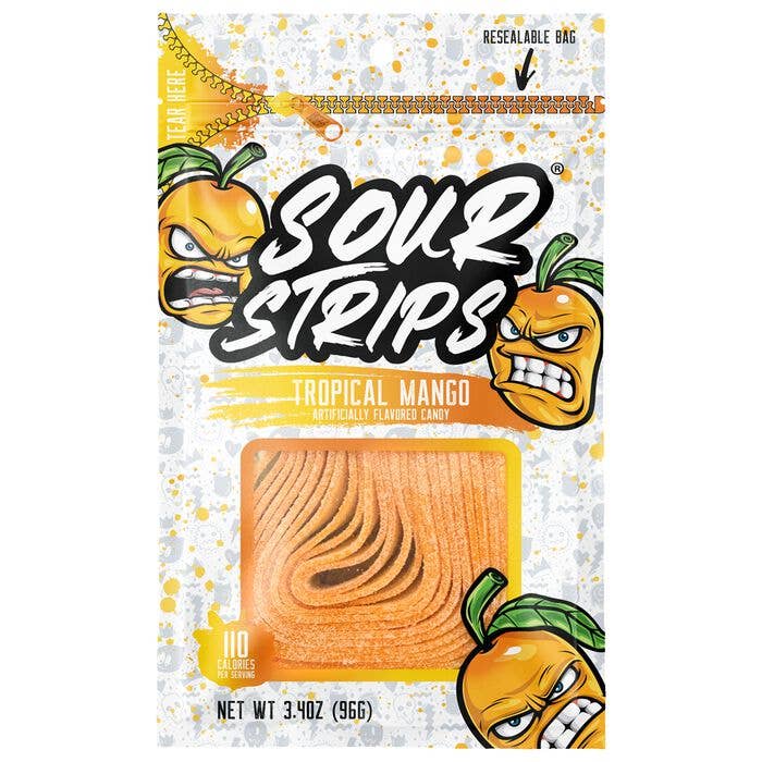 Sour Strips Tropical Mango 3.4oz Peg Bag, 12ct