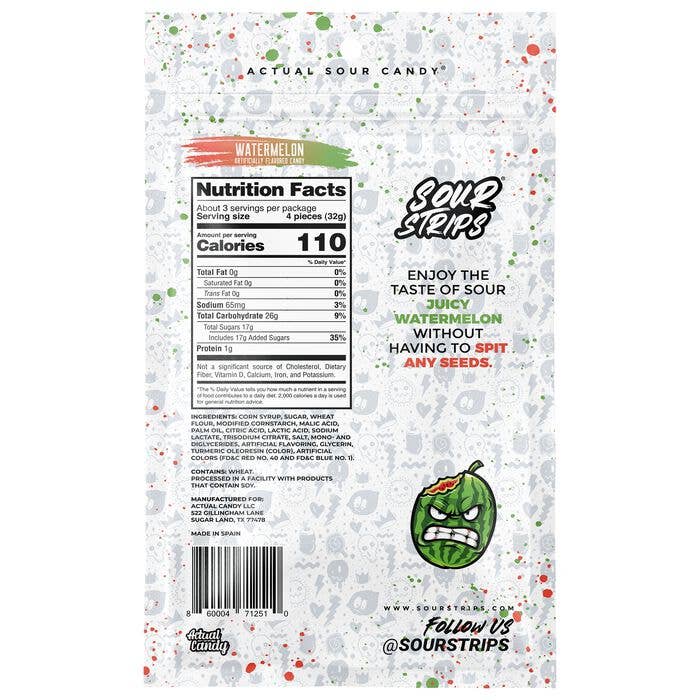 Sour Strips Watermelon 3.4oz Peg Bag, 12ct - Image 2