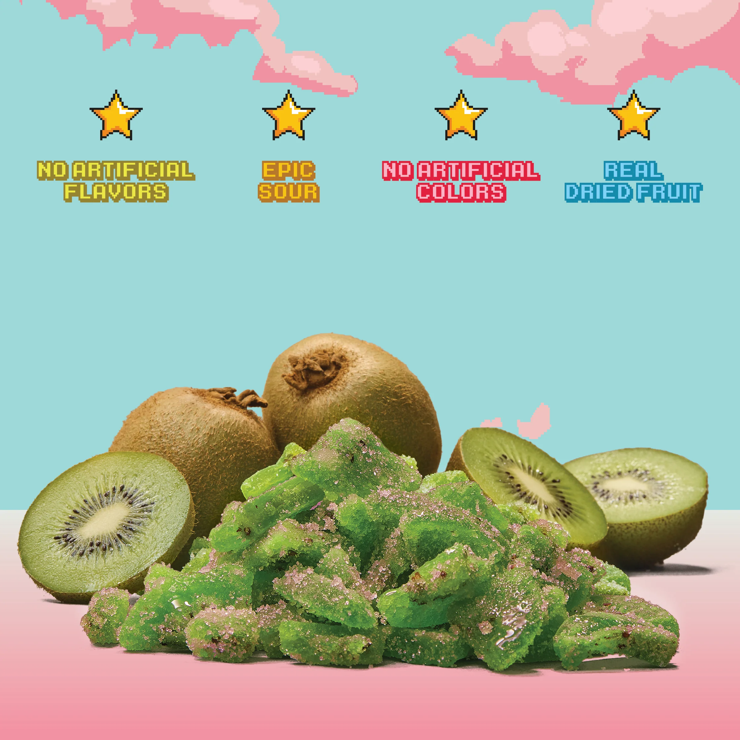 Sour Watermelon Kiwis (Level 3) (4-Pack) - Dried Fruit Candy - Image 2