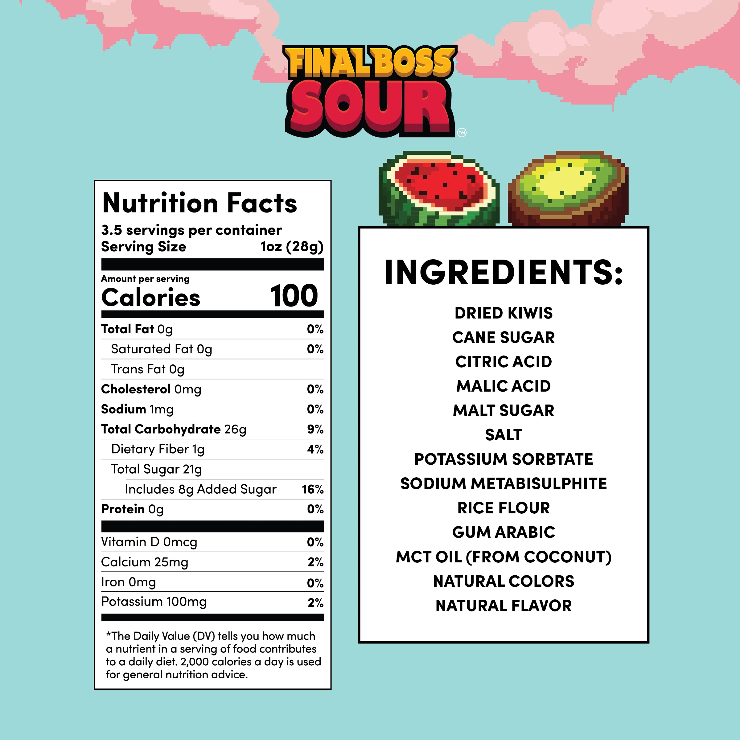 Sour Watermelon Kiwis (Level 3) (4-Pack) - Dried Fruit Candy - Image 3