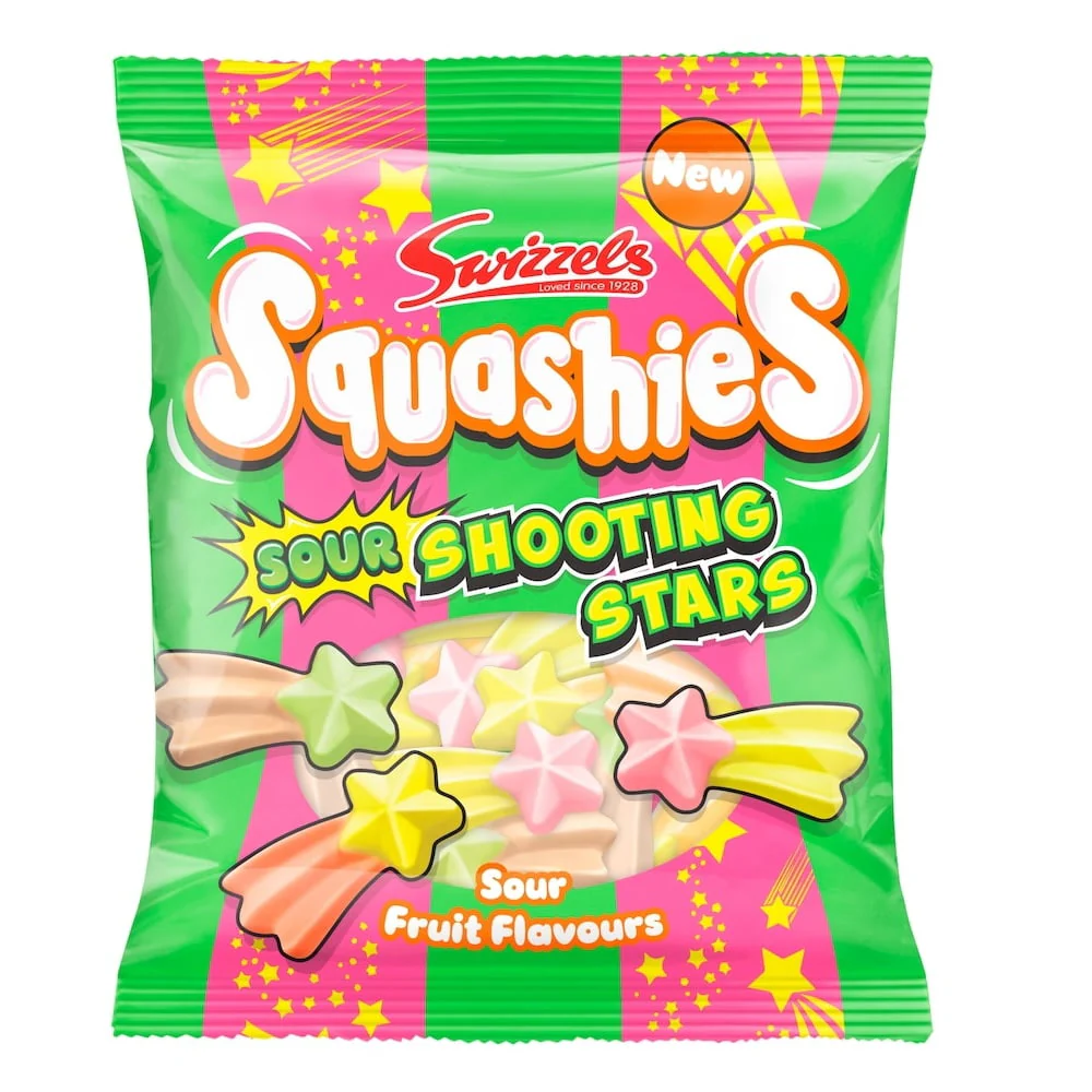 Swizzels Squashies Sour Shooting Stars Gummy Candy - 100g