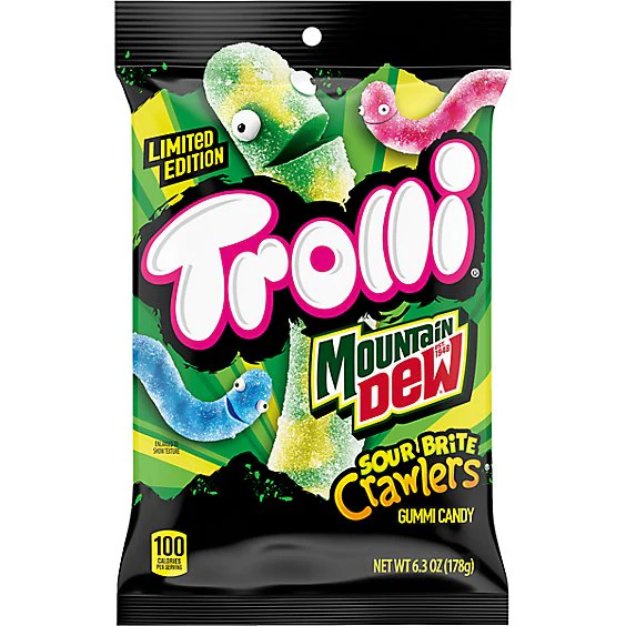 Trolli Mountain Dew - Sour Brite Crawlers Gummy Candy - 178g