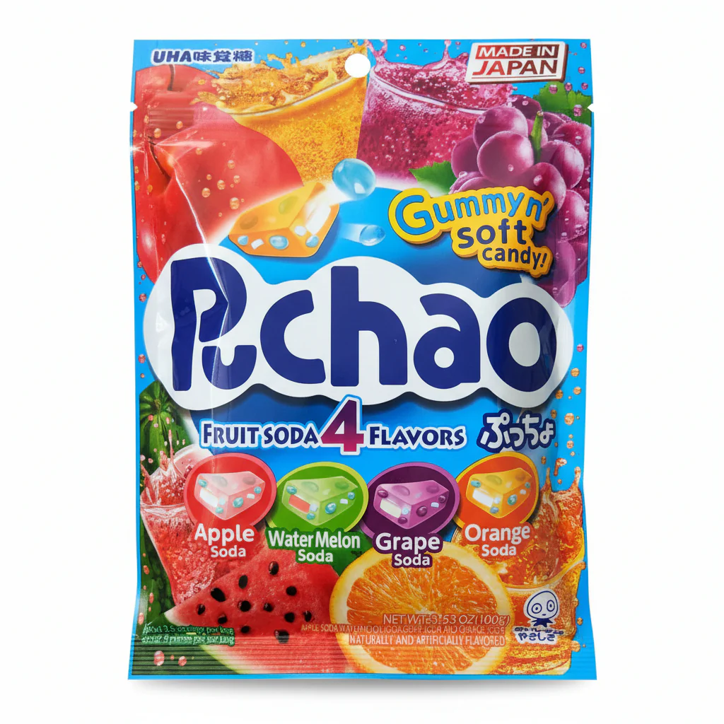 UHA - MIkakuto - Puchao - Fruit Soda - 4 Flavors - 3.53 Oz - Japan