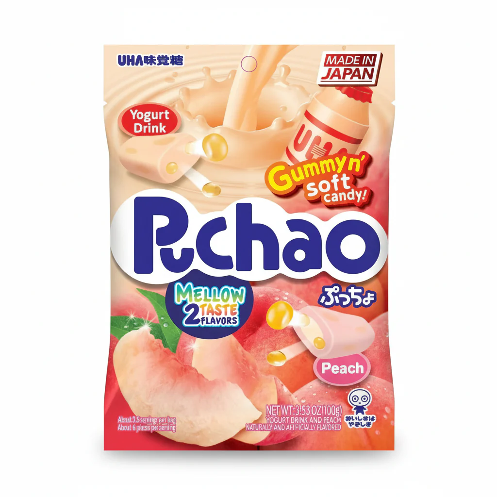 UHA - MIkakuto - Puchao -Yogurt & Peach Jelly - 3.53 Oz - Japan
