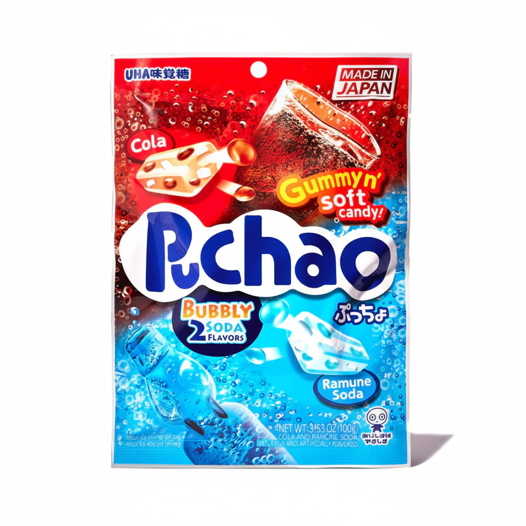 UHA - Puchao - Chewy Candy - Ramune + Cola - 2 in 1 Flavor - Japan