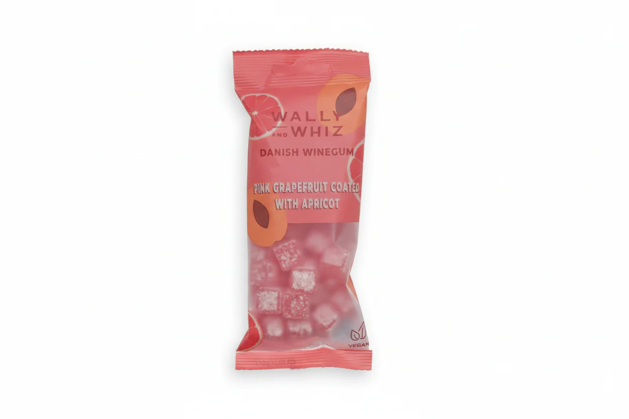 WALLY AND WHIZ - Danish Sweets - Pink Grapefruit with Apricot Gummies - Denmark